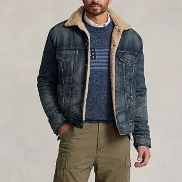 Ralph Lauren Other - Polo Ralph Lauren Men’s Big And Tall  3XB Sherpa Lined Denim Jacket USA Patch
